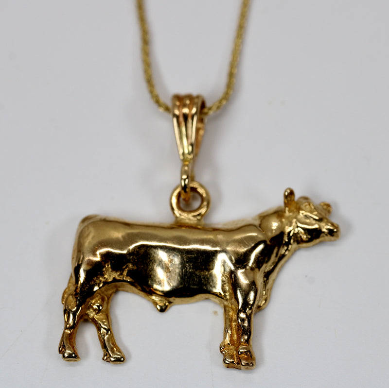 Gold Prize Bull Necklace for her made in Solid 14kt Gold