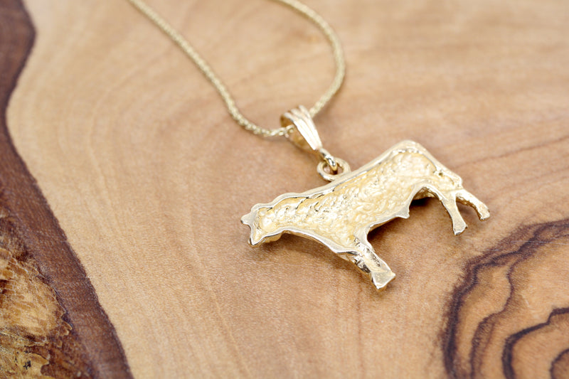 Gold Prize Bull Necklace for her made in Solid 14kt Gold