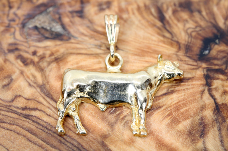 Gold Prize Bull Necklace for her made in Solid 14kt Gold