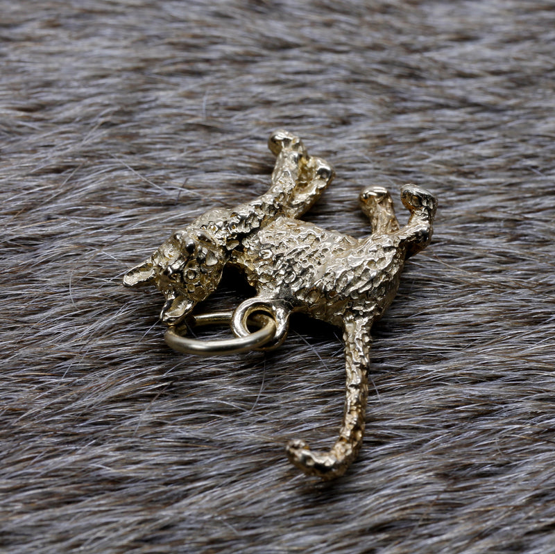 Gold Cat Charm with solid 14kt gold 3D House Cat