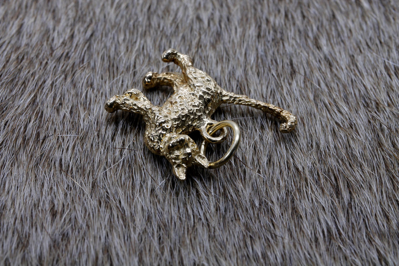 Gold Cat Charm with solid 14kt gold 3D House Cat