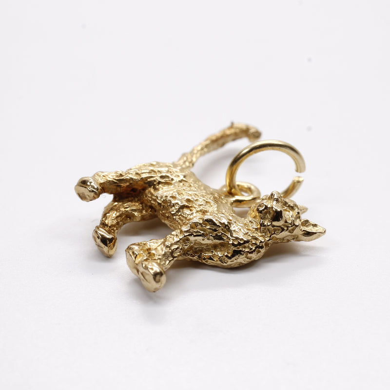 Gold Cat Charm with solid 14kt gold 3D House Cat