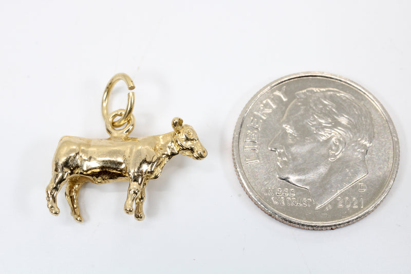 Show Heifer charm gift for her with a 14kt Solid Gold Heifer for Rancher