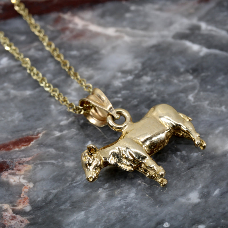 Show Heifer Necklace for her with a 14kt Solid Gold Heifer