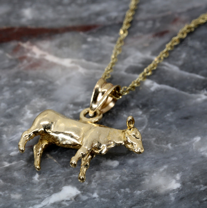 Show Heifer Necklace for her with a 14kt Solid Gold Heifer
