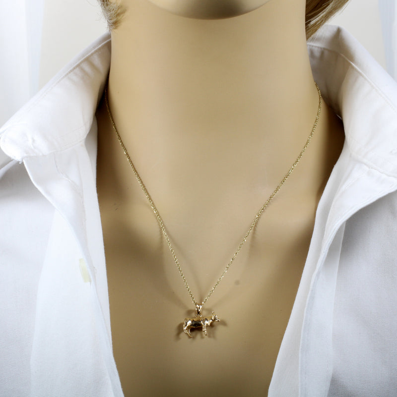 Show Heifer Necklace for her with a 14kt Solid Gold Heifer