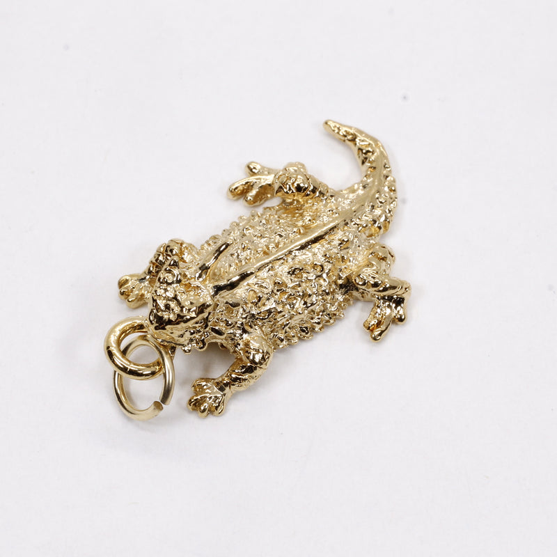 Gold Horned Toad Frog Charm made in solid 14kt Gold