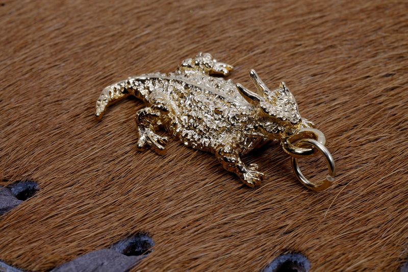 Gold Horned Toad Frog Charm made in solid 14kt Gold