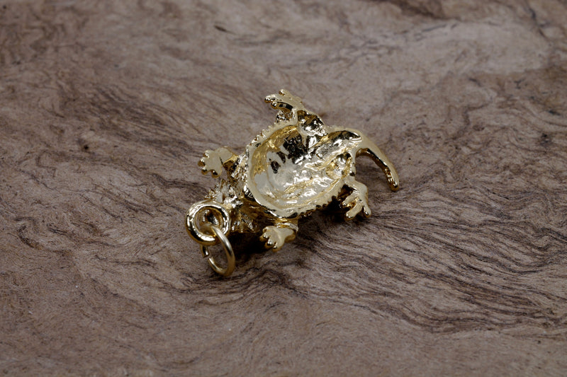 Gold Horned Toad Frog Charm made in solid 14kt Gold