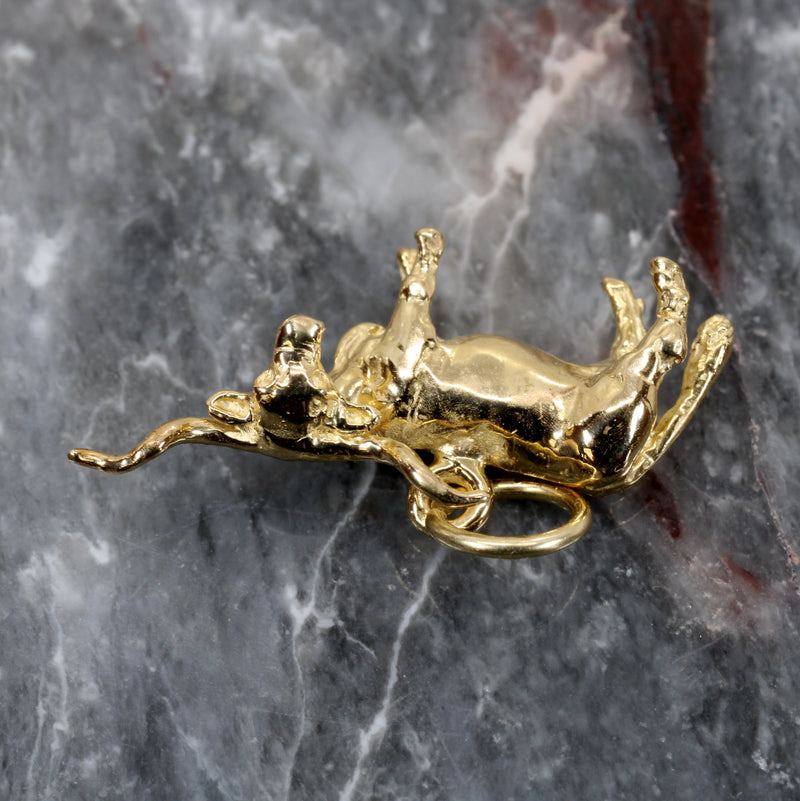 Gold Texas Longhorn Steer Charm made in Solid 14kt Gold