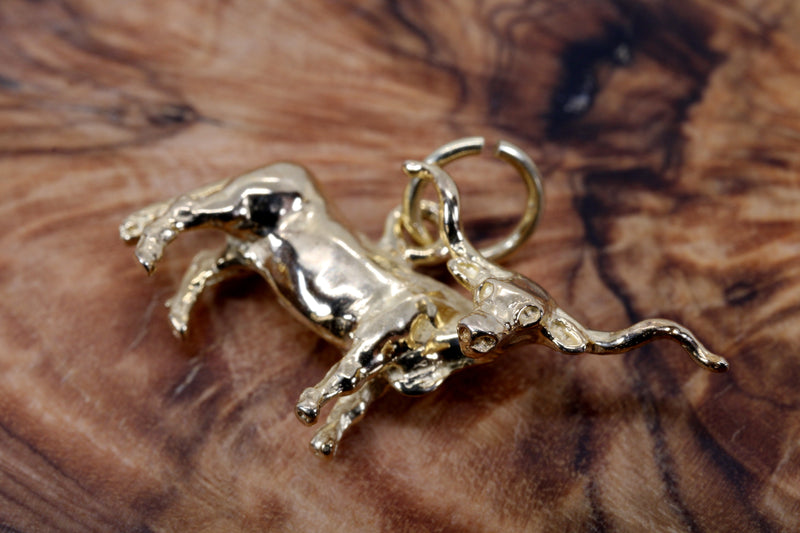 Gold Texas Longhorn Steer Charm made in Solid 14kt Gold