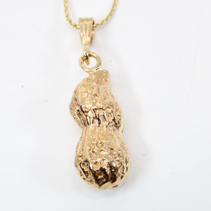 Large Gold Peanut Necklace For her made in real 14kt Gold
