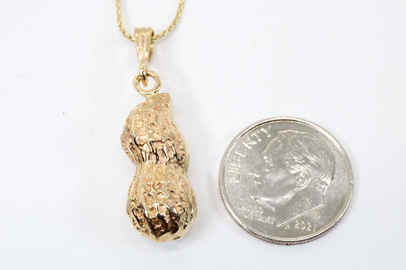 Large Gold Peanut Necklace For her made in real 14kt Gold