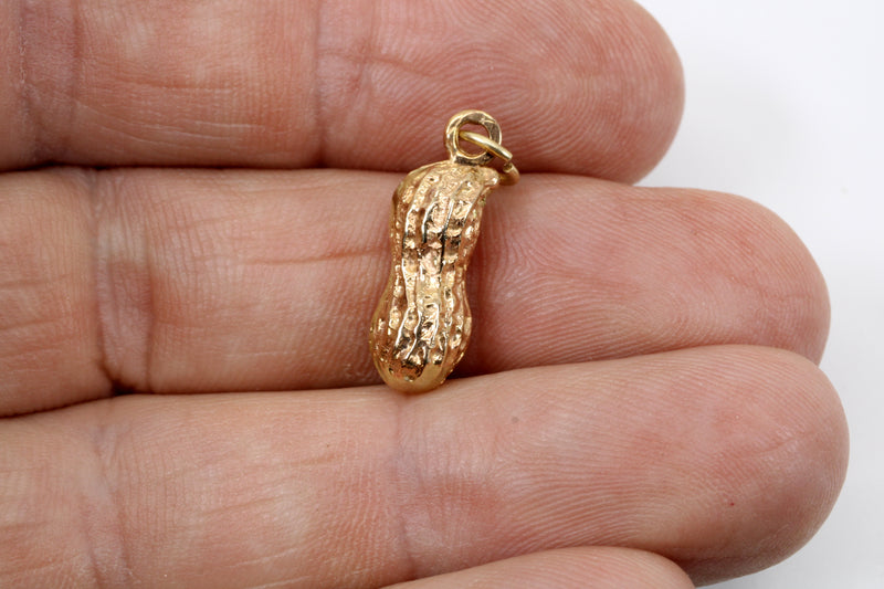 Gold Peanut Charm in Real 14kt Gold and in Medium Size