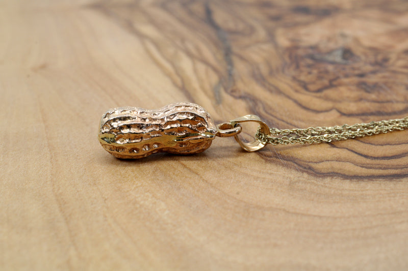 Gold Peanut Necklace in Perfect Medium size in solid 14kt gold