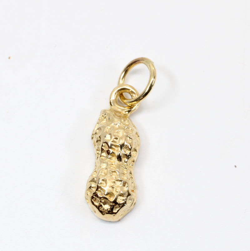 Tiny Gold Peanut Charm with 1/2 Shell made in Real 14kt Gold