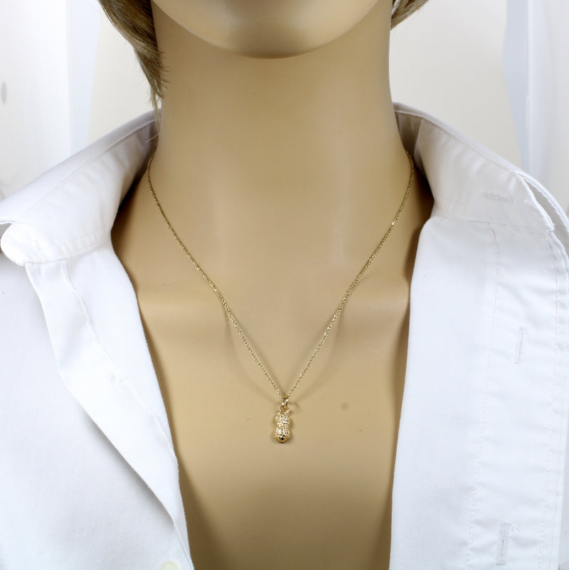 Tiny Gold Peanut Necklace in 14kt Gold with 1/2 shell Peanut Design
