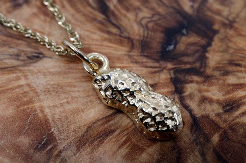 Tiny Gold Peanut Necklace in 14kt Gold with 1/2 shell Peanut Design