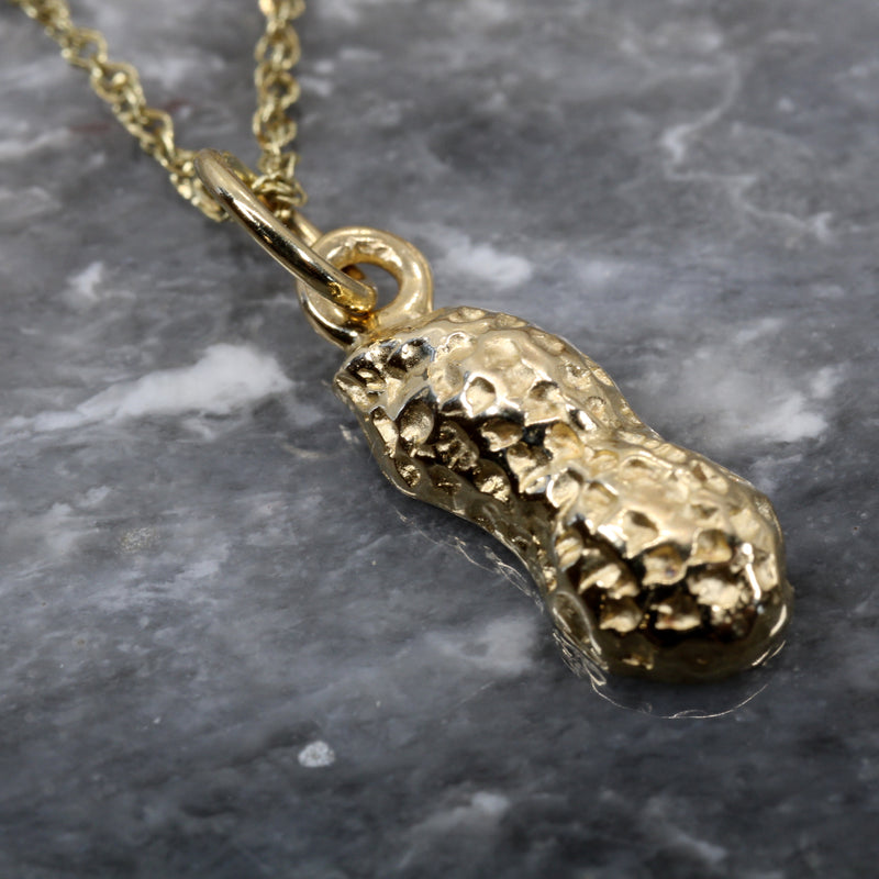 Tiny Gold Peanut Necklace in 14kt Gold with 1/2 shell Peanut Design