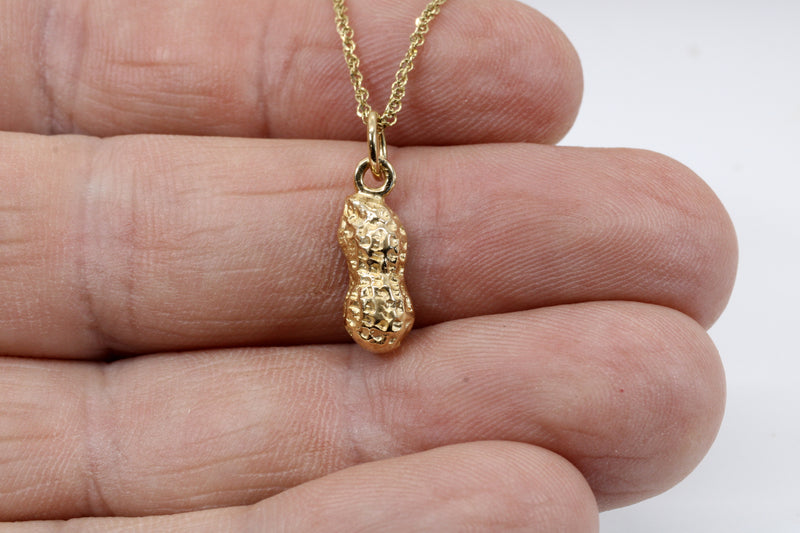 Tiny Gold Peanut Necklace in 14kt Gold with 1/2 shell Peanut Design