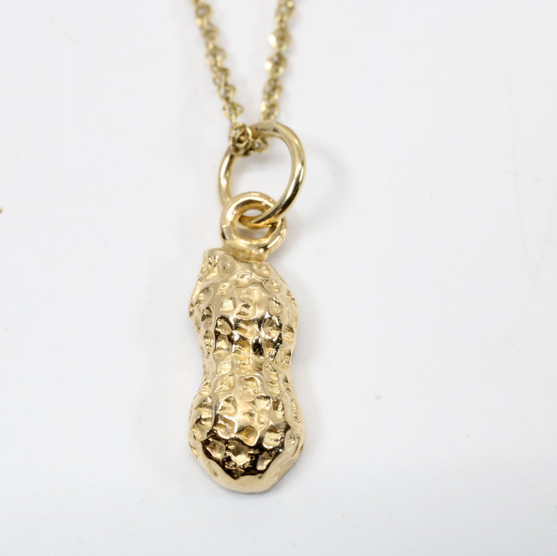 Tiny Gold Peanut Necklace in 14kt Gold with 1/2 shell Peanut Design