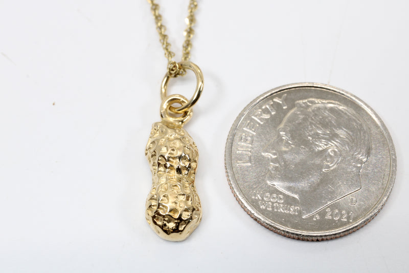 Tiny Gold Peanut Necklace in 14kt Gold with 1/2 shell Peanut Design