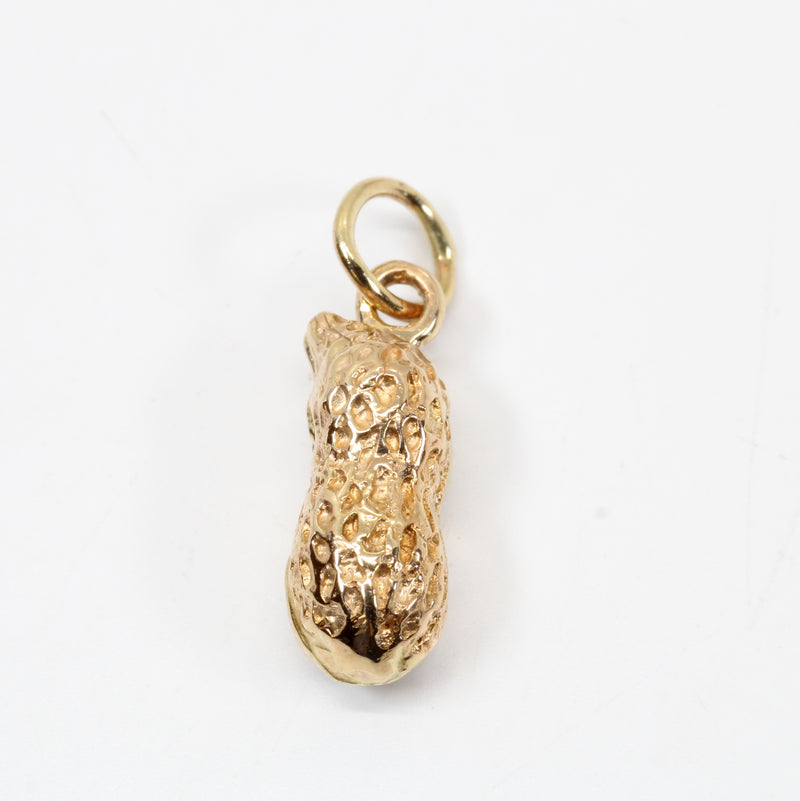 Tiny Gold Whole Peanut Charm for new mom gift made in solid 14kt Gold
