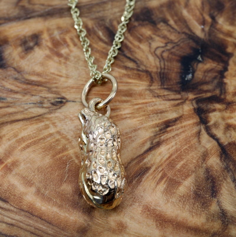 Tiny Gold Peanut Necklace for new mom made in real 14kt Gold