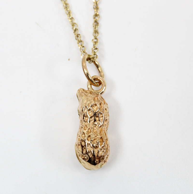 Tiny Gold Peanut Necklace for new mom made in real 14kt Gold