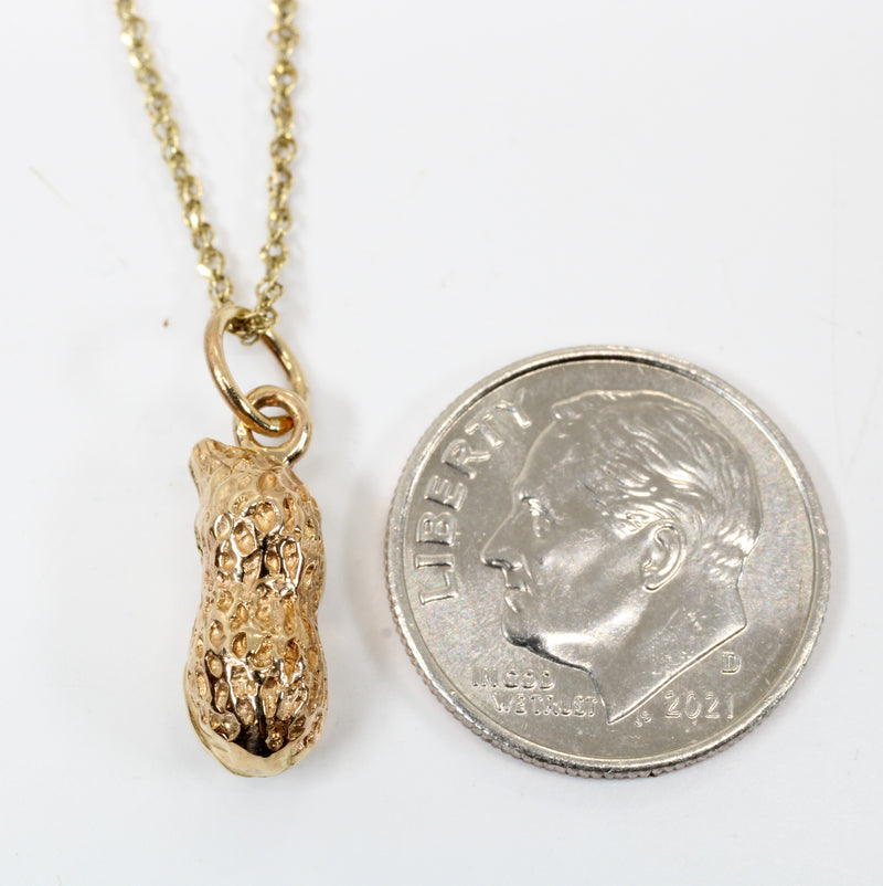 Tiny Gold Peanut Necklace for new mom made in real 14kt Gold