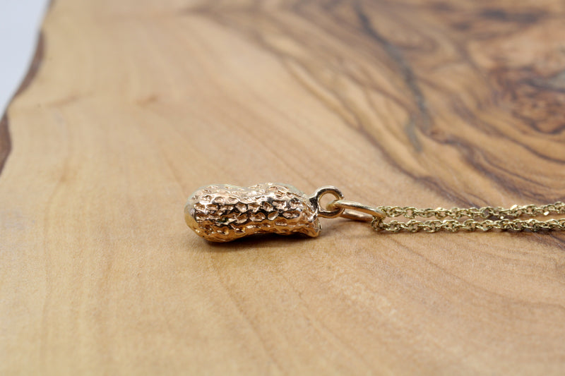 Tiny Gold Peanut Necklace for new mom made in real 14kt Gold