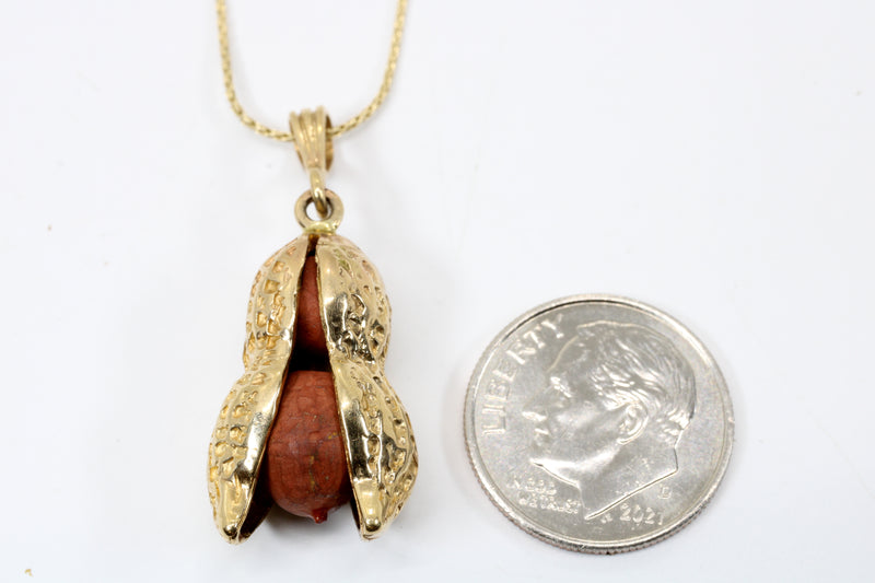 Red Jasper Peanut Necklace with Red Jasper peanuts Solid 14kt Gold