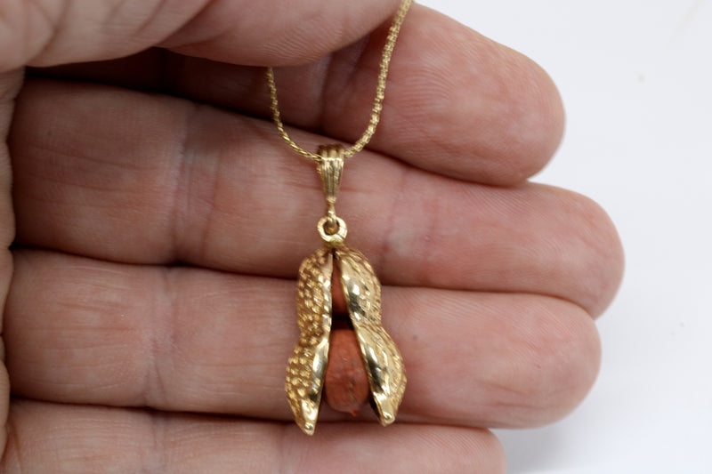 Red Jasper Peanut Necklace with Red Jasper peanuts Solid 14kt Gold