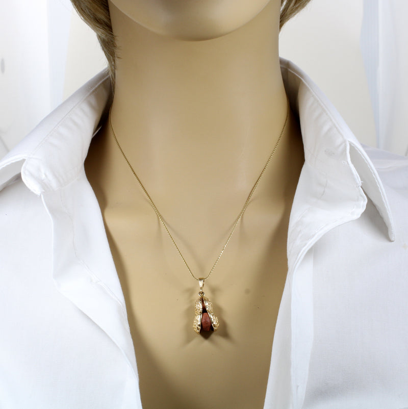 Red Jasper Peanut Necklace with Red Jasper peanuts Solid 14kt Gold