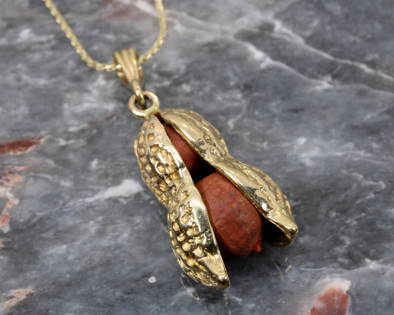 Red Jasper Peanut Necklace with Red Jasper peanuts Solid 14kt Gold