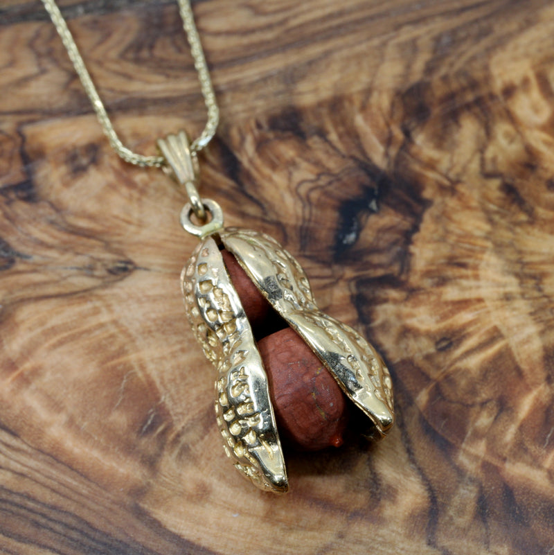 Red Jasper Peanut Necklace with Red Jasper peanuts Solid 14kt Gold