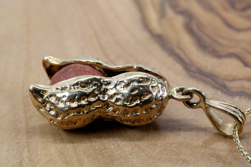 Red Jasper Peanut Necklace with Red Jasper peanuts Solid 14kt Gold