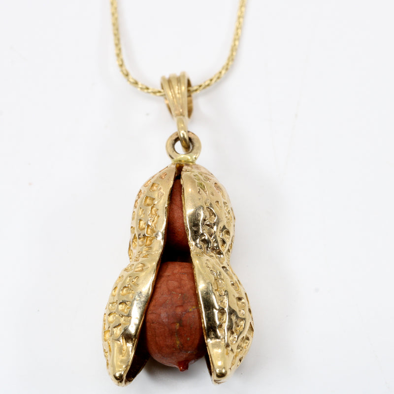 Red Jasper Peanut Necklace with Red Jasper peanuts Solid 14kt Gold