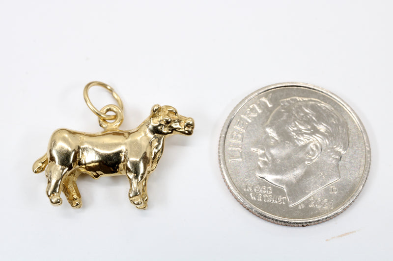 Gold Show Steer Charm made in Solid 14kt Gold For Her Bracelet