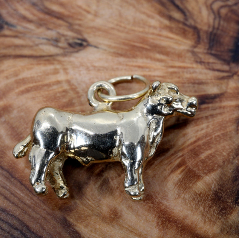 Gold Show Steer Charm made in Solid 14kt Gold For Her Bracelet