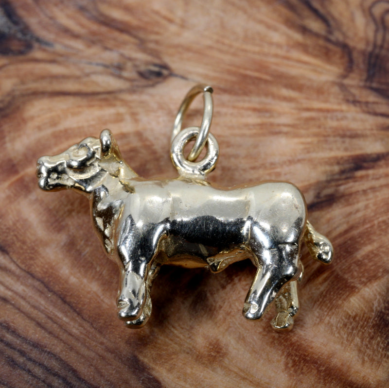 Gold Show Steer Charm made in Solid 14kt Gold For Her Bracelet