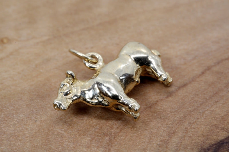 Gold Show Steer Charm made in Solid 14kt Gold For Her Bracelet