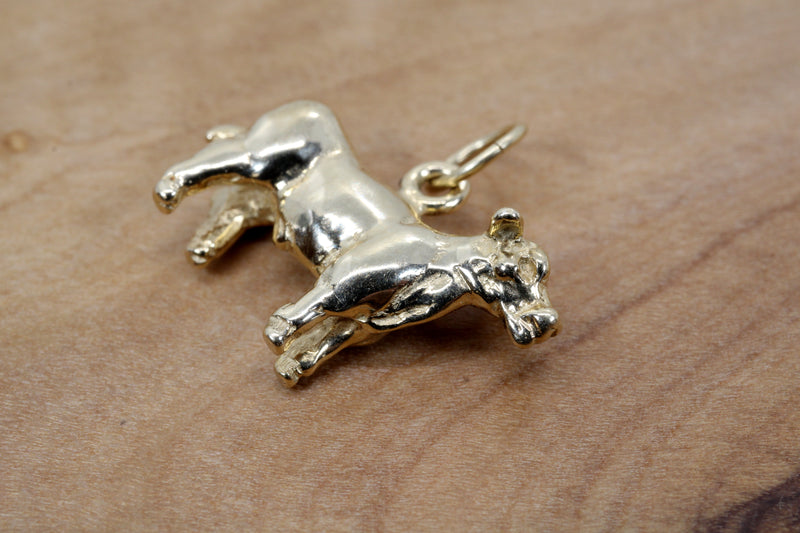 Gold Show Steer Charm made in Solid 14kt Gold For Her Bracelet