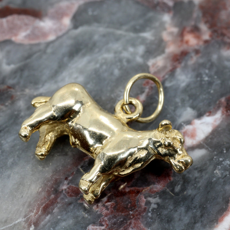 Gold Show Steer Charm made in Solid 14kt Gold For Her Bracelet