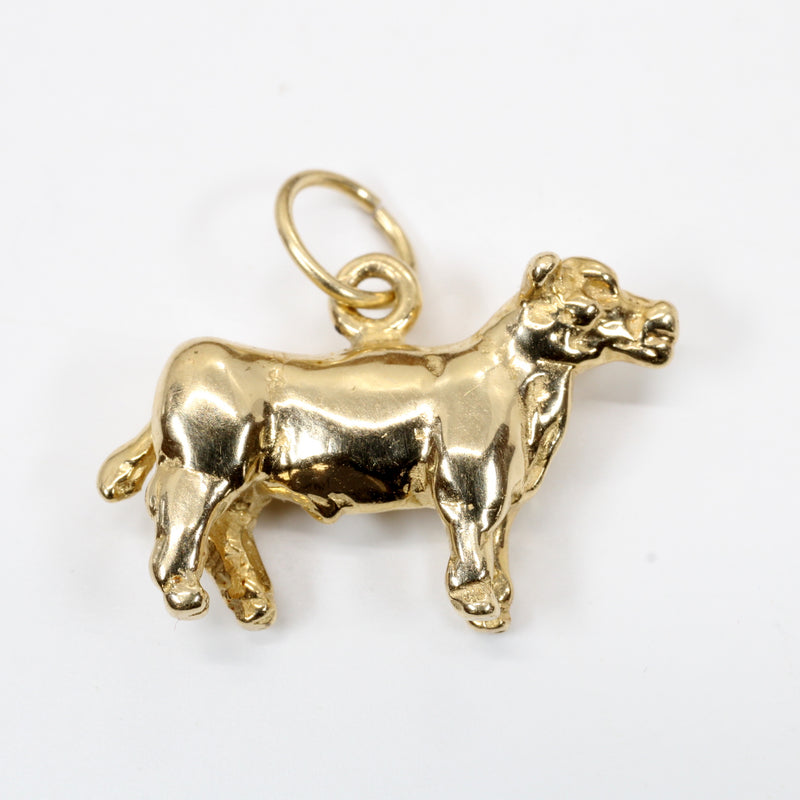 Gold Show Steer Charm made in Solid 14kt Gold For Her Bracelet