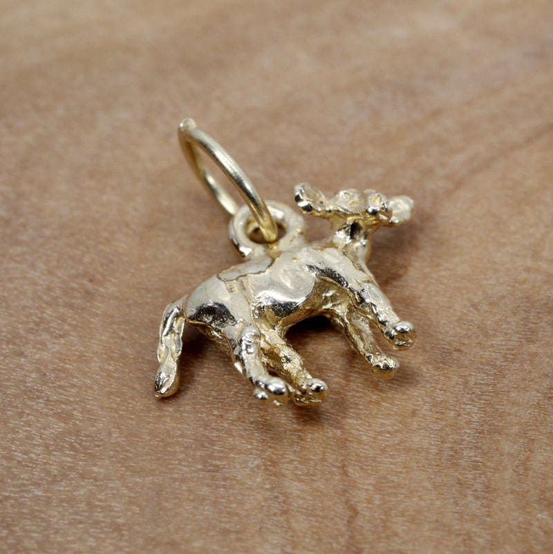 Tiny Calf Charm made in 14kt Solid Yellow Gold