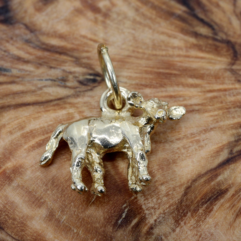 Tiny Calf Charm made in 14kt Solid Yellow Gold