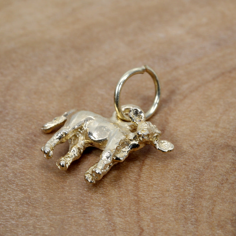 Tiny Calf Charm made in 14kt Solid Yellow Gold