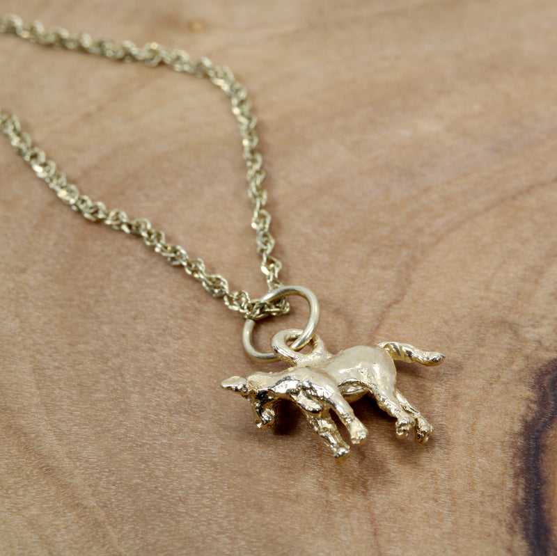 Gold Tiny Calf on 18" Chain made in solid 14kt yellow gold