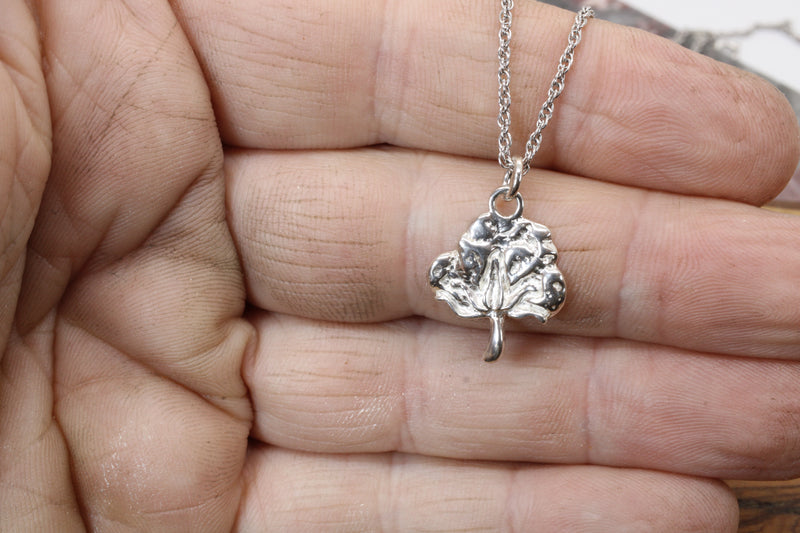 925 Sterling Silver Cotton Boll Necklace for Cotton Anniversary Gift